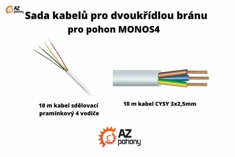 Sada kabelů pro dvoukřídlou bránu pro pohon MONOS4